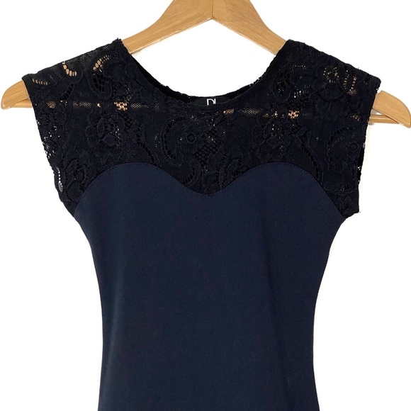 David Lerner Women’s Size XS Black Lace Sweetheart Neck Nylon Bodycon Mini Dress - Picture 2 of 8